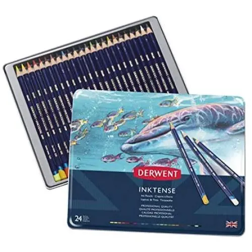 Derwent Colored Pencils, Inktense Ink Pencils, Drawing, Art, Metal Tin, 24 Count (0700929) Derwent Colored Pencils, Inktense Ink Pencils, Drawing, Art, Metal Tin, 24 Count (0700929)