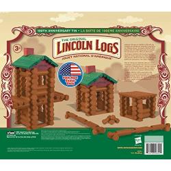 LINCOLN LOGS –100th Anniversary Tin-111 Pieces-Real Wood Logs-Ages 3+ - Best Retro Building Gift Set for Boys/Girls - Creative Construction Engineering – Top Blocks Game Kit - Preschool Education Toy