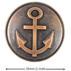 Bezelry 12 Pieces Anchor Metal Shank Buttons 25mm (1 inch) (Antique Copper)