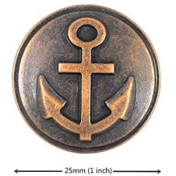 Bezelry 12 Pieces Anchor Metal Shank Buttons 25mm (1 inch) (Antique Copper)