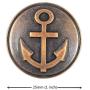 Bezelry 12 Pieces Anchor Metal Shank Buttons 25mm (1 inch) (Antique Copper)