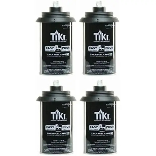 Tiki 1317054 Easy Pour Metal Replacement Torch Fuel Canisters w/Wick - Quantity 4 Tiki 1317054 Easy Pour Metal Replacement Torch Fuel Canisters w/Wick - Quantity 4
