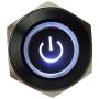 Etopars Black Case 19mm 12V 5A Power Symbol Angel Eye Halo Car White LED Light Metal Push Button Toggle Switch Socket
