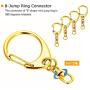 Roctee 50 Piece Key Ring with Chain, Gold D Snap Hook Split Metal Keychain Parts, DIY Crafts Key Ring Hardware with 8mm Open Jump Ring and Connector