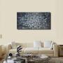 Large Abstract Silver Square Wall Art Hand Painted Textured Oil Painting on Canvas Ready To Hang 60x30inch