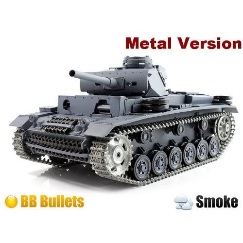 1/16 German PanzerKampfwagen III Air Soft RC Battle Tank Smoke & Sound (Upgrade Version w/ Metal Gear & Tracks)