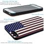 iProductsUS Wood Phone Case Compatible with iPhone 8Plus, 7Plus, 6Plus, 6s Plus and Magnetic Mount, American Flag Printed in USA,Built-in Metal Plate,TPU Rubber Protective White Cover (5.5'')