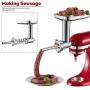 Metal Food Grinder Attachment for KitchenAid Stand Mixer Included 3 Sausage Stuffer Tubes Accessory, Upgrade Design with High Performance