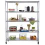 TRINITY TBFC-0904 5-Tier NSF Heavy Duty X-Large Wire Shelving Rack with Wheels, 60'' x 24'' x 72'', Chrome TRINITY TBFC-0904 5-Tier NSF Heavy Duty X-Large Wire Shelving Rack with Wheels, 60'' x 24'' x 72'', Chrome