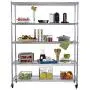 TRINITY TBFC-0904 5-Tier NSF Heavy Duty X-Large Wire Shelving Rack with Wheels, 60'' x 24'' x 72'', Chrome