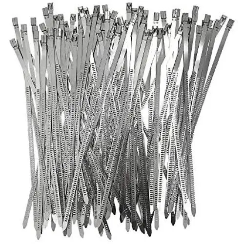 100pcs 304 Stainless Steel Cable Ties Wrap Coated Self Locking Metal Zip Ties (Stainless Steel, 9.8inch) 100pcs 304 Stainless Steel Cable Ties Wrap Coated Self Locking Metal Zip Ties (Stainless Steel, 9.8inch)