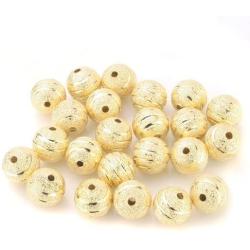 BEADNOVA 50pcs 10mm Gold Plated Round Metal Rondelle Spacer Beads Sparkle Stripe Beads for Jewelry Making