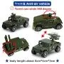 JQGT Diecast Military Vehicles Army Toy 6 in 1 Assorted Metal Model Cars Fighter Tank Attack Helicopter Panzer Playset for Kids Toddlers