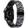 V-MORO Resin Strap Compatible with Apple Watch Band 38mm 40mm Series SE/6/5/4/3/2/1 Women Men with Stainless Steel Buckle, Apple iWatch Replacement Wristband Bracelet (Black/Gray, 38mm/40mm)