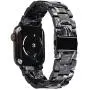 V-MORO Resin Strap Compatible with Apple Watch Band 38mm 40mm Series SE/6/5/4/3/2/1 Women Men with Stainless Steel Buckle, Apple iWatch Replacement Wristband Bracelet (Black/Gray, 38mm/40mm)