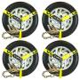 VULCAN Car Tie Downs with Chain Anchors - Lasso Style - 2 Inch x 96 Inch, 4 Pack - Classic Yellow - 3,300 Pound Safe Working Load