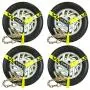 VULCAN Car Tie Downs with Chain Anchors - Lasso Style - 2 Inch x 96 Inch, 4 Pack - Classic Yellow - 3,300 Pound Safe Working Load VULCAN Car Tie Downs with Chain Anchors - Lasso Style - 2 Inch x 96 Inch, 4 Pack - Classic Yellow - 3,300 Pound Safe Working Load