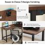 Tribesigns Industrial L-Shaped Desk, Corner Computer Desk PC Laptop Study Table Workstation for Home Office Wood & Metal, Rustic Brown