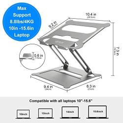 Urmust Laptop Notebook Stand Holder, Ergonomic Adjustable Ultrabook Stand Riser Portable Compatible with MacBook Air Pro, Dell, HP, Lenovo Light Weight Aluminum Up to 15.6&(Gray)