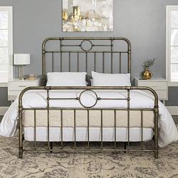 Walker Edison Vintage Metal Iron Pipe Queen Size Bed Headboard Bedroom