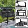 Outdoor Glider Garden Bench, 50'' Patio Double Outdoor Swing Rocking Glider w/Durable Metal Cast Iron Porch Glider Seat & Armrests Steel Frame, Garden Glider for Porch, Garden, Sunroom, Backyard, Deck