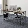 Alecono Simple Computer Desk with 8 DIY Hooks Writing Desk Home Office Desk with Strong Black Metal Frame Suitable for Home or Office Industrial Style 47'' Caramel Alecono Simple Computer Desk with 8 DIY Hooks Writing Desk Home Office Desk with Strong Black Metal Frame Suitable for Home or Office Industrial Style 47'' Caramel