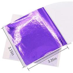 VGSEBA Imitation Gold Foil Sheets Gold Leaf Paper - 100 Pieces Purple Color Metal Leaf for Arts Decoration, Handcrafts, Gilding, Furniture, Nails, Paintings, Slime, Wall, Line, DIY 3.15 by 3.35 Inches