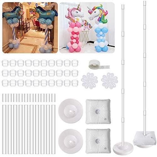 IDAODAN 2 Set Balloon Column Kit Base Stand and Pole 61 inch Height [UPGRADED] + 30Pcs Balloon Rings, Balloon Tower Decoration for Birthday Party Wedding Party Event Christmas Decorations