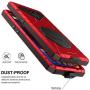 OnePlus 6T Case, 6T Phone Case, Armor Aluminum Alloy Metal Cover Heavy Duty Soft Rubber Shockproof Protective Military Bumper Outdoor OnePlus 6T for Men with Tempered Glass Feitenn - Red