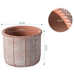 DOMDO Cement Planter Pot - 5.5 Inch Indoor Concrete Planters Bonsai Container with Drainage Hole for Home Decor, Iron-Imitation Patterned, Terracotta