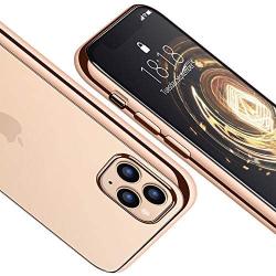 DTTO Compatible with iPhone 11 Pro Max Case, Slim Fit Clear Soft TPU Cover Case with Metal Luster Edge for 2019 iPhone 6.5 Inch, Gold