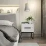 ZZBIQS Wood Nightstand Bedside Table with 2 White Drawers for Storage, Modern Side End Table with Metal Frame Leg for Living Room Bedroom Office Home Furniture (White/Gold) ZZBIQS Wood Nightstand Bedside Table with 2 White Drawers for Storage, Modern Side End Table with Metal Frame Leg for Living Room Bedroom Office Home Furniture (White/Gold)