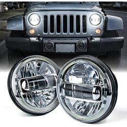 Xprite 7 Inch CREE LED Headlights DOT Approved for Jeep Wrangler JK LJ CJ TJ Hummber H1 H2 1997-2018, with High/Low Beam, Halo DRL Round Headlamps