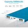 Mopower 10000mAh Portable Charger,Ultra Slim Power Bank Aluminum Metal External Backup Battery Pack for iPhone 7 4 5S 4S, iPad,Galaxy S6 Note 5, iPod,HTC,Sony,LG, Mobile Digital Devices (Blue)