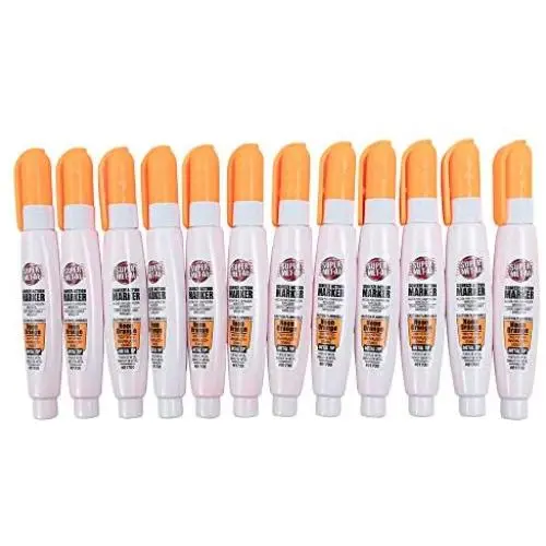 12 Pc Set Neon Orange Super Met-Al Fine Tip Paint Marker Pens 1.4mm Stroke Weather Proof Metal Stone Rubber Plastic Glass for Auto Arts