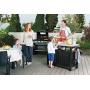 Keter Unity XL Portable Outdoor Table and Storage Cabinet with Hooks for Grill Accessories-Stainless Steel Top for Patio Kitchen Island or Bar Cart, Dark Grey