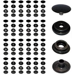 104pcs 15MM Plated Steel Snaps Fastener Snap Press Stud Cap Button Marine Boat Canvas Gunmetal Black (4 Components, 26pcs for Each)