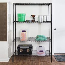 Honey-Can-Do 4-Tier Steel Wire Shelf with 350-Pound Capacity, 18'' L x 48'' W x 72'' H, Black