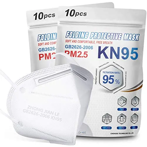KN95 Face Mask 20Pcs, Included on FDA EUA List, 5 Layer Design Cup Dust Safety Masks, Breathable Protection Masks Against PM2.5 Dust Bulk for Adult, Men, Women, Indoor, Outdoor Use, White