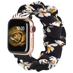 TOYOUTHS Compatible with Apple Watch Band Scrunchies 38mm Cloth Soft Pattern Printed Fabric Wristband Bracelet Women Rose Gold IWatch Cute Elastic Scrunchy Bands 40mm Series SE 6 5 4 3 2 1