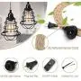 Industrial Plug in Pendant Lights Edison Metal Plug in Pendant Light Fixture Mini E26 E27 Hanging Cage Pendant Lights with 12.5FT Hemp Rope Wire and ON/Off Switch(1-Pack) …