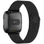 POY Bands Compatible for Fitbit Versa 2/Fitbit Versa/Fitbit Versa Lite for Women Men, Metal Stainless Steel Mesh Loop Replacement Strap for Versa,Black Small