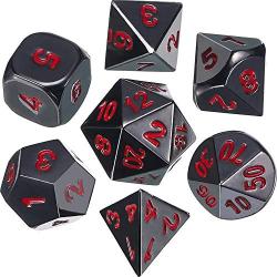 Frienda Zinc Alloy Metal Polyhedral 7-Die Dice Set for Dungeons and Dragons RPG Dice Gaming D&D Math Teaching, d20, d12, 2 Pieces d10 (00-90 and 0-9), d8, d6 and d4