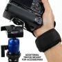 USA GEAR Professional Camera Grip Hand Strap with Black Neoprene Design and Metal Plate - Compatible with Canon , Fujifilm , Nikon , Sony and more DSLR , Mirrorless , Point & Shoot Cameras