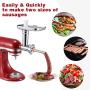 Metal Food Grinder Attachments for KitchenAid Stand Mixers, Meat Grinder, Sausage Stuffer Includes Two Sausage Stuffer Tubes, Durable Perfect Attachment for KitchenAid Mixers, Sliver