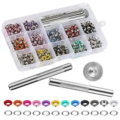 LIHAO 360 Pieces 3/16 Inch Metal Eyelets Grommets Kit - 12 Colors for Shoes Canvas Clothes Crafting LIHAO 360 Pieces 3/16 Inch Metal Eyelets Grommets Kit - 12 Colors for Shoes Canvas Clothes Crafting