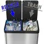 iTouchless 16 Gallon Dual Step Trash Can & Recycle, Stainless Steel Lid and Bin Body with Handle, Includes 2 x 8 Gallon (30L) Removable Buckets are Color-Coded, Soft-close and Airtight Lid