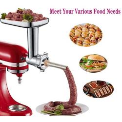 Meat Grinder Attachments for KitchenAid Stand Mixer, Home Use Metal Food Grinder Accessories,Meat Mixer Attachment, with 2 Sausage Stuffer Tubes