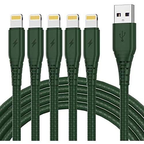 5Pack 1ft Darck Green Lightning Cable，iPhone Chargers to USB A Charging Cable Compatible with iPhone 11 Xs Max XR X 8 Plus 7 Plus 6 Plus