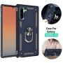 Note 10 Case with Kickstand and Metal Back Compatible with Samsung Galaxy Note 10 Cases Kick Stand Ring Magnetic Car Mount Metal Plate Back Full Body Protection Shockproof Ultra Slim (Blue, Note 10)
